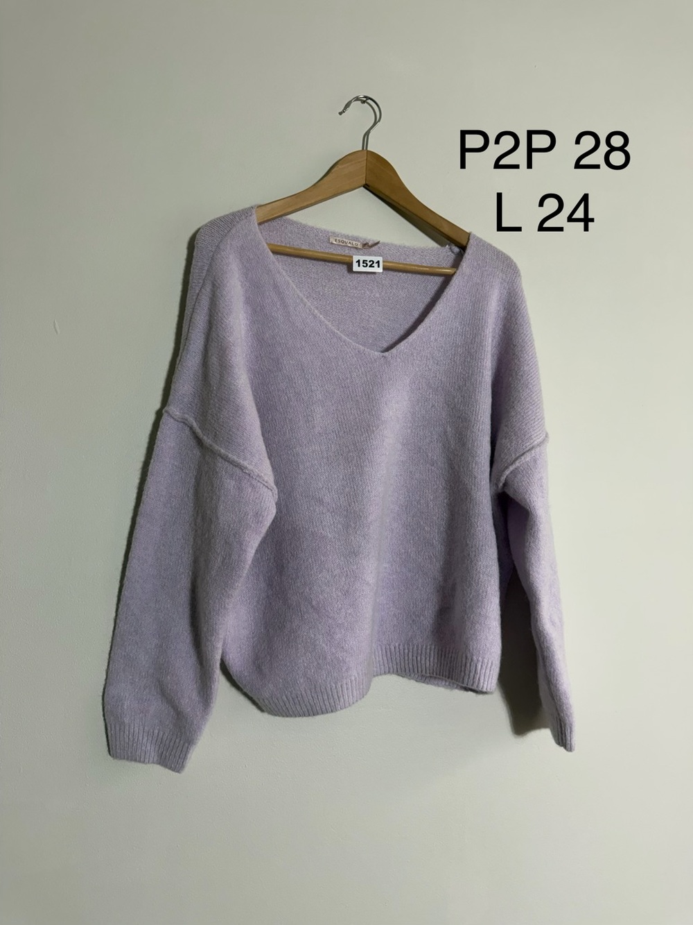 ESQUALO Lilac Mohair Wool Blend Luxury Oversized V-Neck Sweater Size Small - Picture 2 of 7